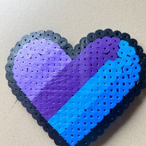 Blue and red heart and black